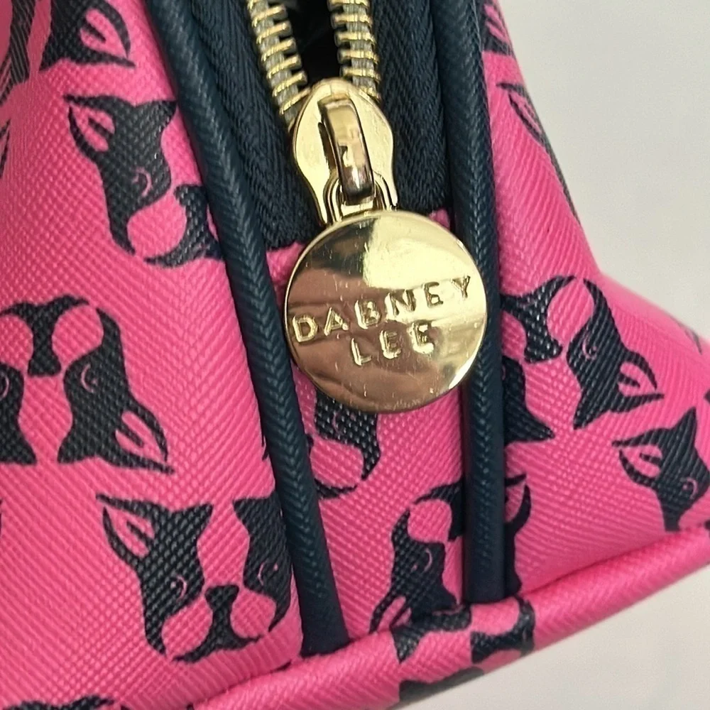 Dabney Lee Cosmetic Toiletries Travel French Bulldog/Boston Terrier Pink & Navy.